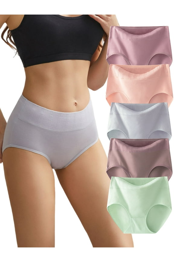 Breathable Cotton High Waisted Underwear Women Pack Comfortable Underwear for Women (5 Pack, Size 8)