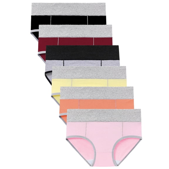 GaaiKei Cotton Underwear Womens Stretch Breathable Briefs Ladies Mid Rise Full Coverage Panties 6 Pack (Size 5)
