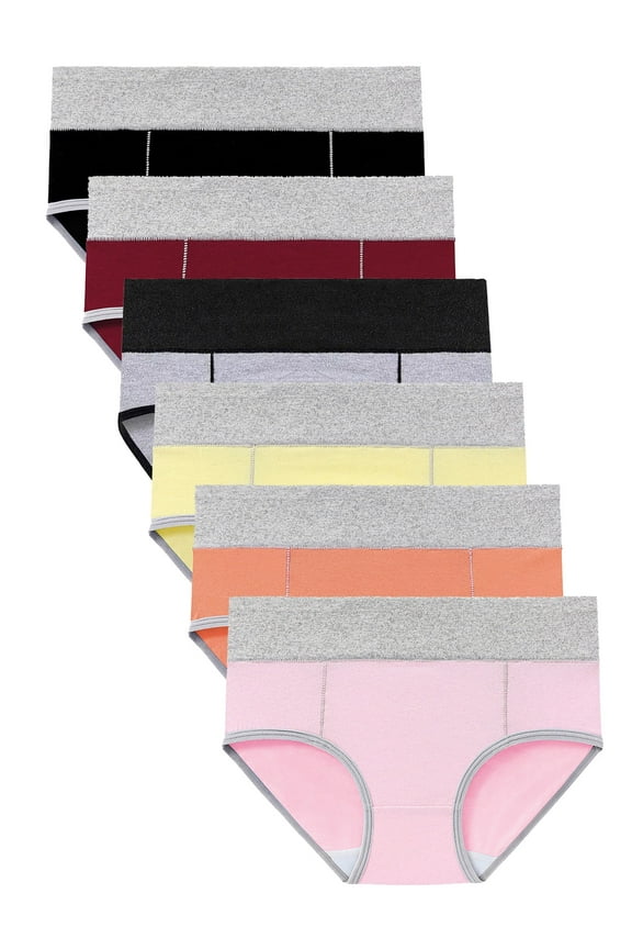 Cotton Underwear Womens Stretch Breathable Briefs Ladies Mid Rise Full Coverage Panties 6 Pack,Size 8