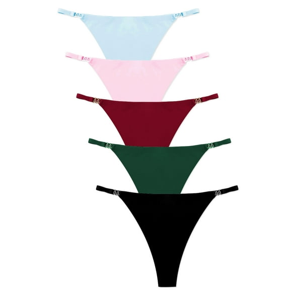 GaaiKei No Show Underwear Women Seamless G-String Thongs Sexy Low Rise Panties 5-Pack Size 6