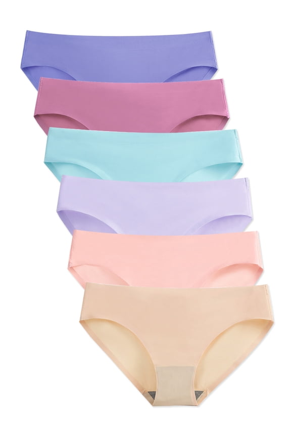 Seamless Bikini Underwear for Women Low Rise Stretch Briefs Panties 6-Pack,Size 6