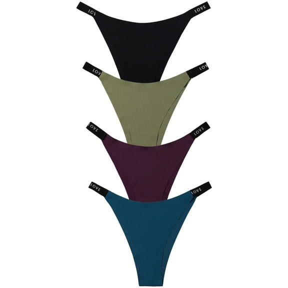 GaaiKei Sexy Panties for Women G-String Thongs Low-Rise Tanga Stretch Underwear,4-Pack,Size 6