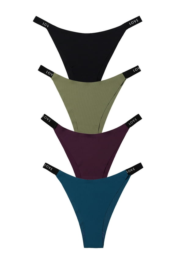 Sexy Panties for Women G-String Thongs Low-Rise Tanga Stretch Underwear,4-Pack,Size 6