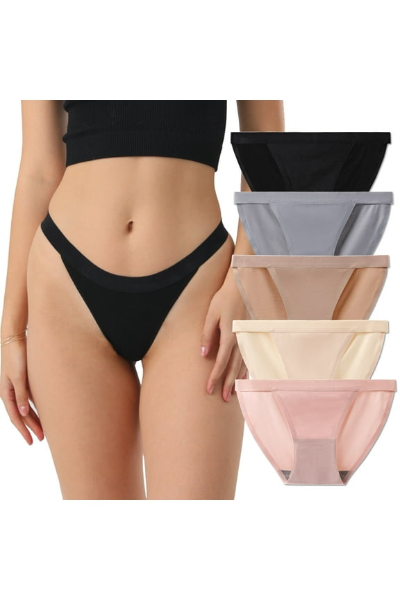 String Bikini Panties for Women High Cut Invisible Stretch Hipster Briefs 5 Pack Size 8