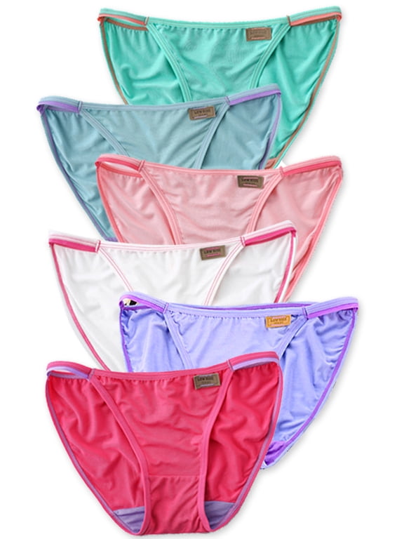 String Bikini Underwear for Women High Cut Breathable Hipster Cheeky Sexy Panties 6 Pack,Size 8