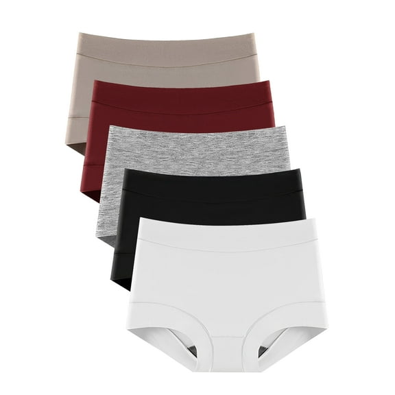 GaaiKei Women's High Waist Cotton Underwear Soft Stretch Full Coverage Briefs Panties 5 Pack,Size 8