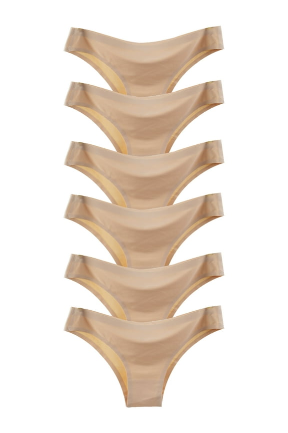 Women's Invisible Thongs Stretch Hipster Bikini Underwear,Nude,6-Pack,Size 7