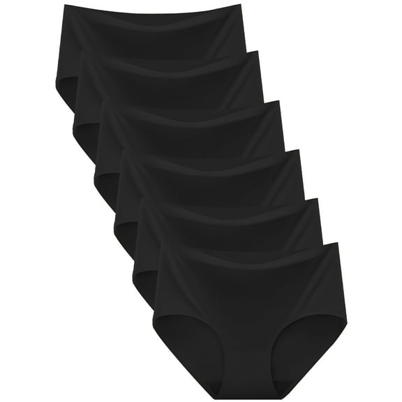 GaaiKei Women's Seamless Bikini Underwear No Show Briefs Panties 6 Pack, Black, Size 5