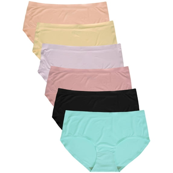 GaaiKei Women's Seamless Bikini Underwear No Show Briefs Panties 6 Pack, Multicolor, Size 5