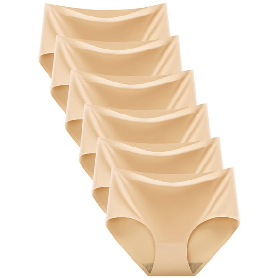 GaaiKei Women's Seamless Bikini Underwear No Show Briefs Panties 6 Pack, Nude, Size 6