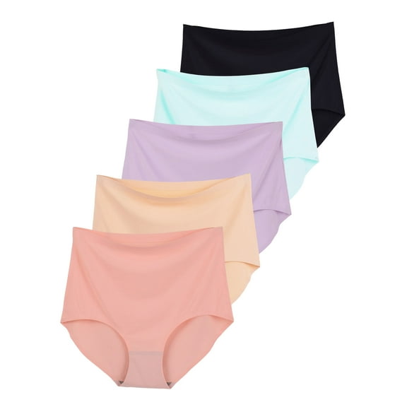 GaaiKei Women's Seamless Hipster Panties Invisible High Waist No Show Ladies Briefs Underwear Pack of 5,Multicolor Size 9