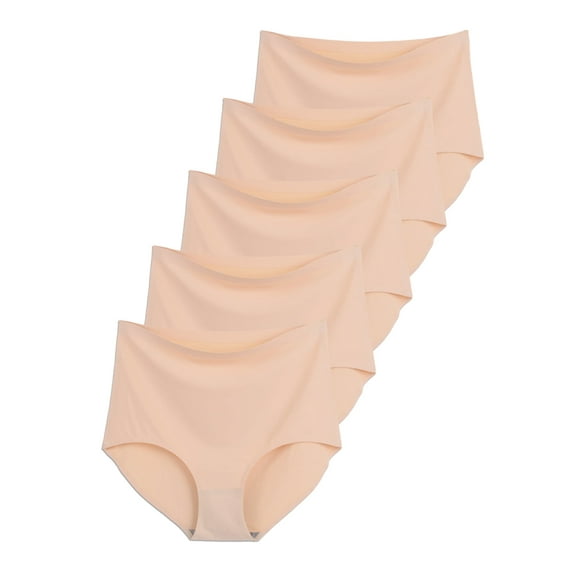 GaaiKei Women's Seamless Hipster Panties Invisible High Waist No Show Ladies Briefs Underwear Pack of 5,Nude Size 5