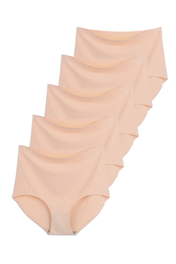 Women's Seamless Hipster Panties Invisible High Waist No Show Ladies Briefs Underwear Pack of 5,Nude Size 5