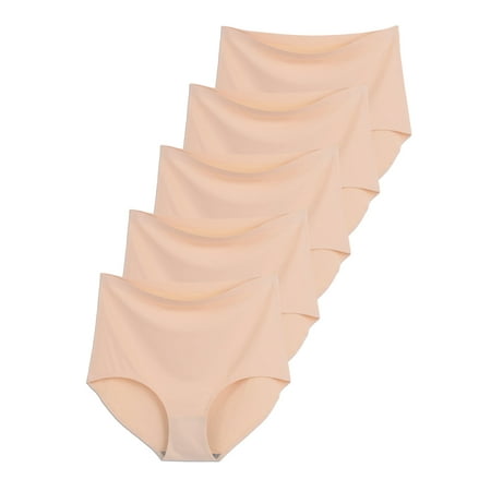 GaaiKei Women's Seamless Hipster Panties Invisible High Waist No Show Ladies Briefs Underwear Pack of 5,Nude Size 9