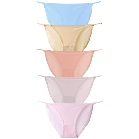 GaaiKei String Bikini Underwear for Women High Cut Stretch Hipster Cheeky Panties 5 Pack, Size 5