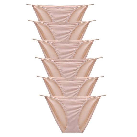GaaiKei Women's String Bikini Underwear Sexy Low Rise Briefs Panties,6-Pack,Nude,Size 7