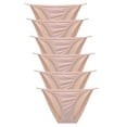 thumbnail image 1 of GaaiKei Women's String Bikini Underwear Sexy Low Rise Briefs Panties,6-Pack,Nude,Size 8, 1 of 5