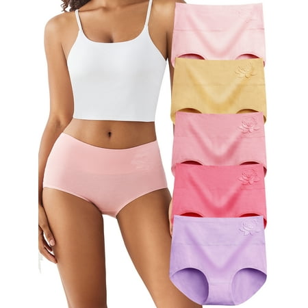 GaaiKei Womens High Waist Cotton Panties C Section Recovery Postpartum Soft Stretchy Full Coverage Underwear(5 Pack, Size 5)