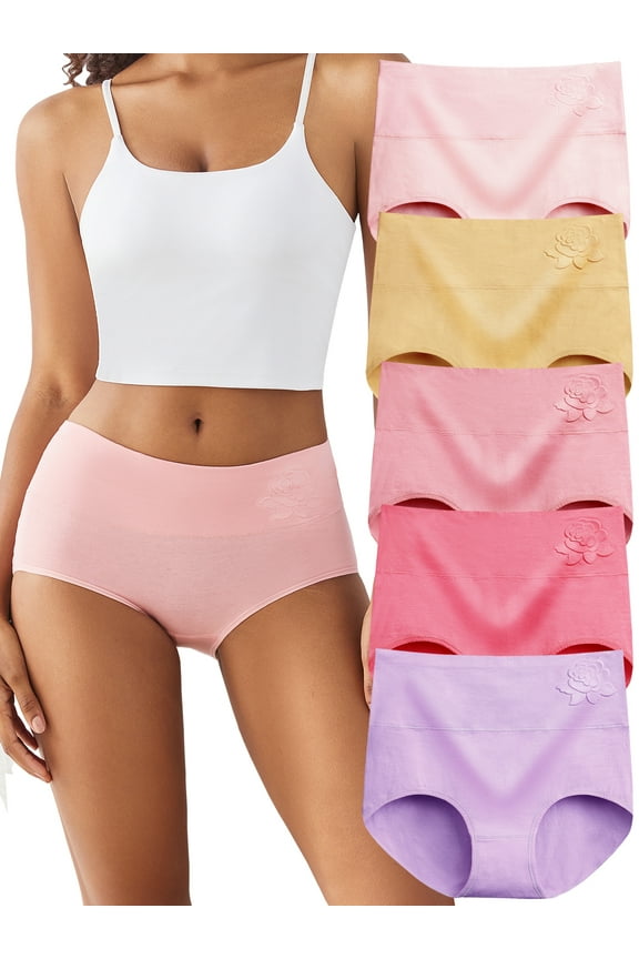 Womens High Waist Cotton Panties C Section Recovery Postpartum Soft Stretchy Full Coverage Underwear(5 Pack, Size 5)