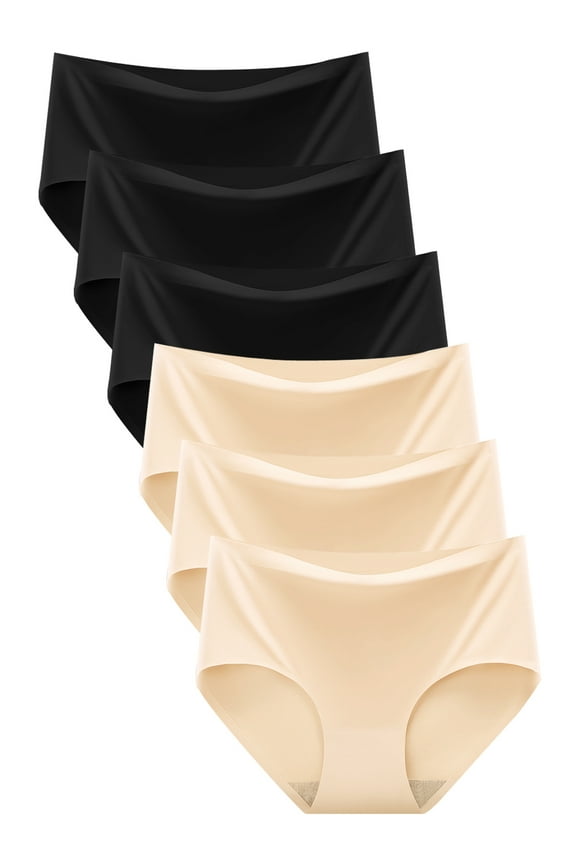 Womens Hipster Underwear Mid Rise No Show Briefs Soft Stretch Breathable Ladies Panties 6 Pack, Size 5