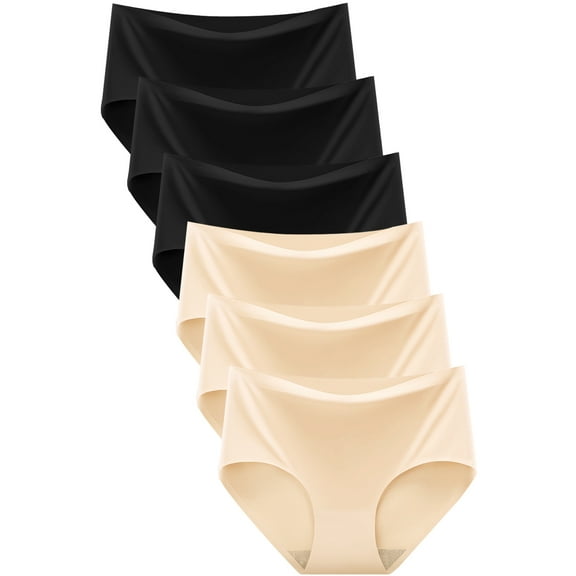 GaaiKei Womens Hipster Underwear Mid Rise No Show Briefs Soft Stretch Breathable Ladies Panties 6 Pack, Size 7