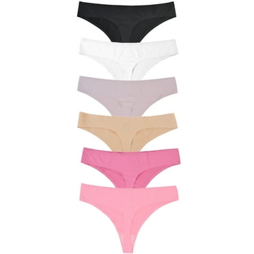 GaaiKei Womens Mid-Rise Seamless Thongs Comfy Ladies Underwear G-Strings Panties,6-Pack,Multicolor,Size 5