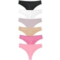thumbnail image 1 of GaaiKei Womens Mid-Rise Seamless Thongs Comfy Ladies Underwear G-Strings Panties,6-Pack,Multicolor,Size 6, 1 of 5