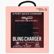 Gabba Goods Bling Rapid PD 20W Wall Charger with USB-C and USB-A Charging Ports - Black