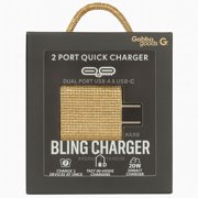 Gabba Goods Bling Rapid PD 20W Wall Charger with USB-C and USB-A Charging Ports - Gold