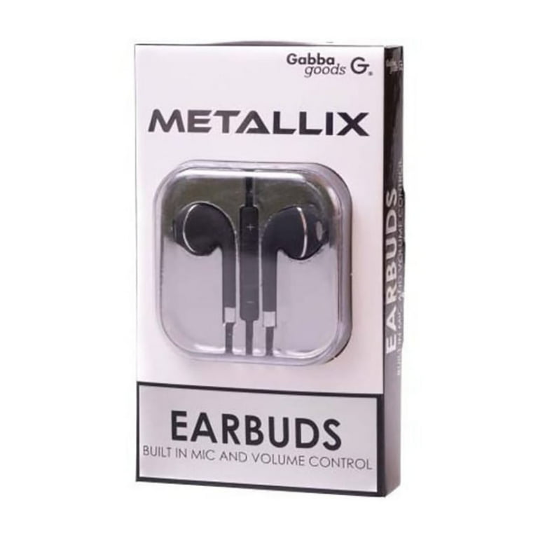 Gabba Goods Matte Earphones with Metal Trim Black Silver