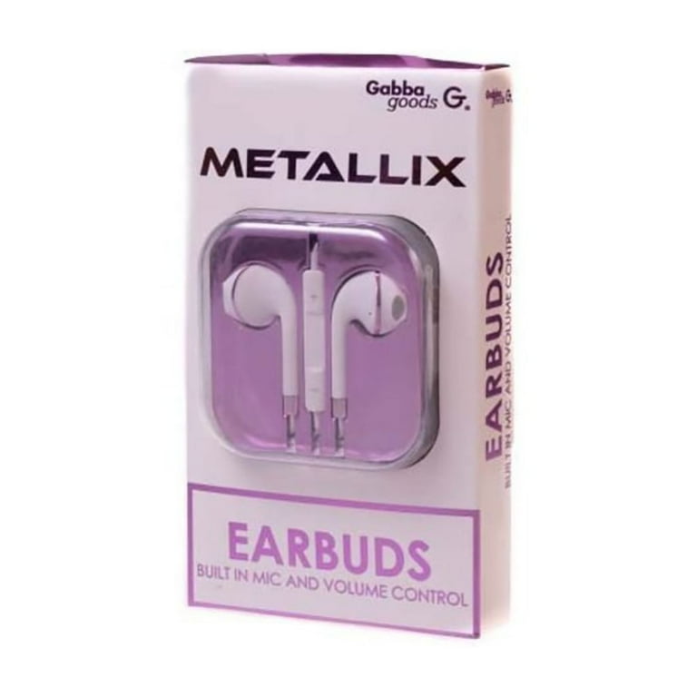 Gabba Goods Matte Earphones with Metal Trim White Rose Gold