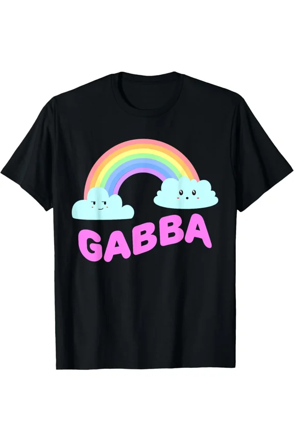 Gabba Sarcastic Retro Rainbow Funny Music Throwback Style Unisex T-Shirt, up to size 5XL