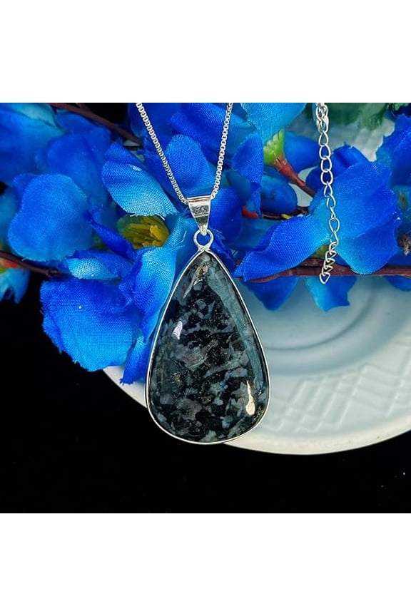 Gabbro Jasper Pendant for Wife, Gabbro Jasper Gemstone Necklace, 925 Sterling Silver Necklace With Box Chain, Christmas Gift For Wife