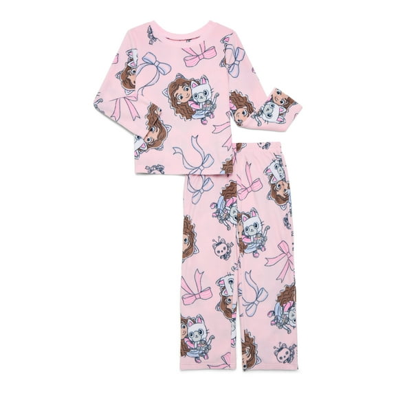 Gabby's Dollhouse Girls Holiday Long Sleeve Top and Pants Pajama Set, 2-Piece, Sizes 4-12