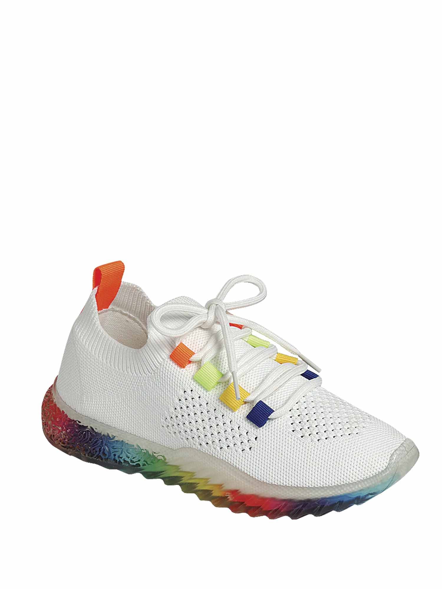Gabby Rainbow Sole Knit Sock Stretch Elastic Mesh Slip On Fashion