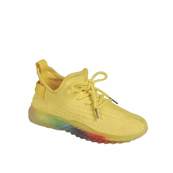 Gabby Rainbow Sole Lace Up Look Slip On Fashion Sneaker (Yellow, 6.5)