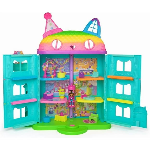 Gabby's Dollhouse, 15 Pc Celebration Dollhouse, 25-Inches Tall, with Toy Figures, Doll House Furniture & 10 Sounds, Kids Toys for Girls & Boys Ages 3+