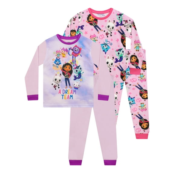 Gabby's Dollhouse 2 Pack Pajamas Pink Sizes 4-10