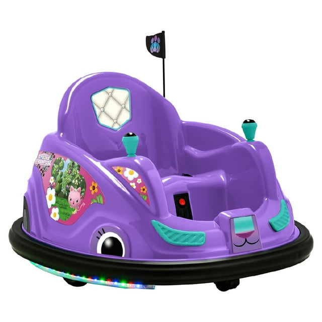 Gabby's Dollhouse 6 Volts Bumper Car, Battery Powered Ride on, Fun LED Lights, Charger, Ages 1.5 - 4 Years, for Boys and Girls
