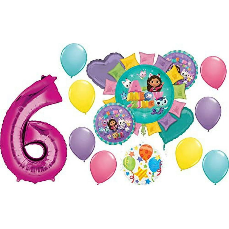 Gabby's Dollhouse 6th Birthday Party Supplies and Cats Balloon Bouquet  Decorations 