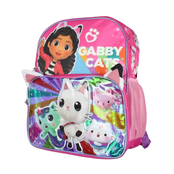 Gabby's Dollhouse Backpack Gabby Cats Friends Pandy MerCat Cakey Raised Character 14" School Backpack Bag For Kids