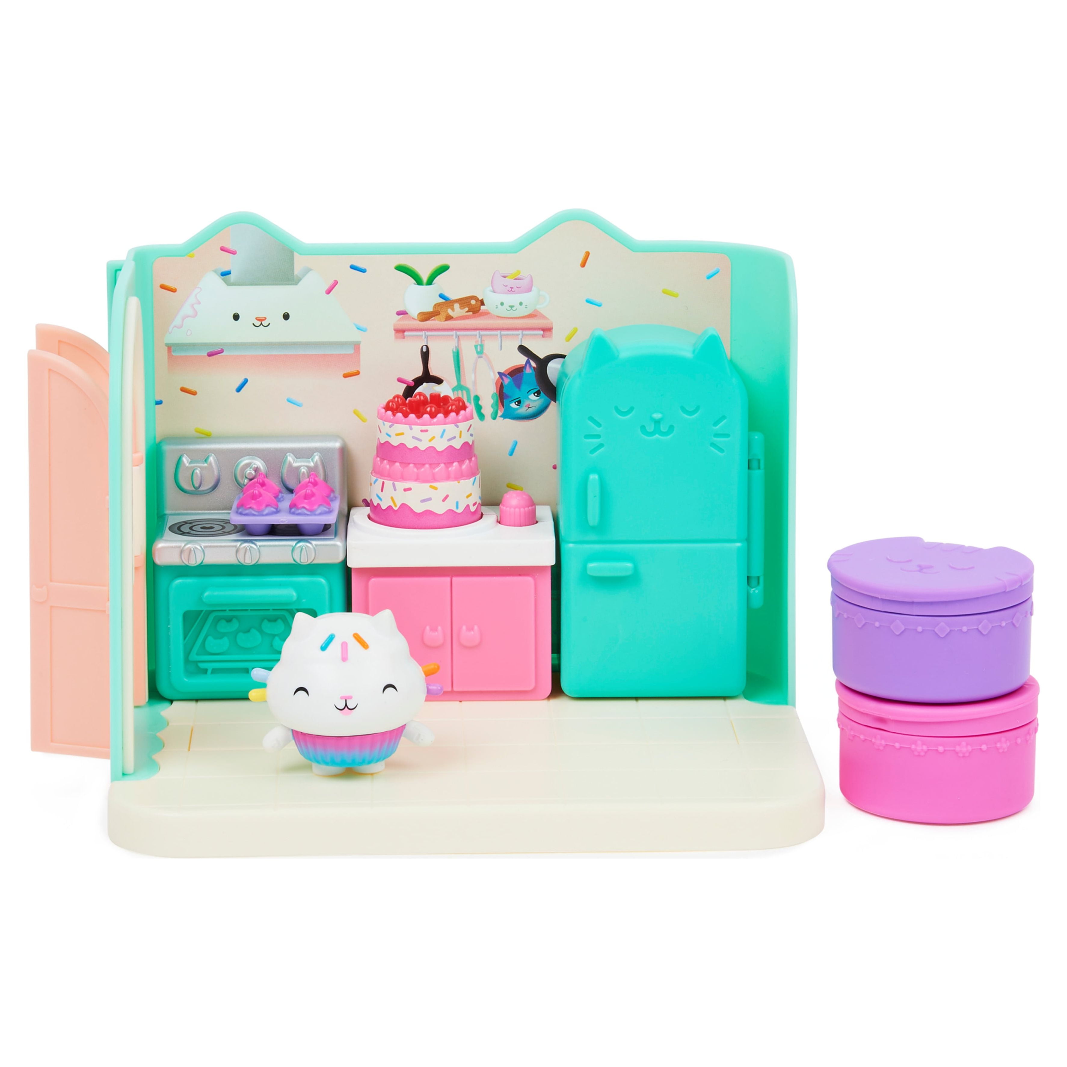 Gabby’s Dollhouse Cakey Cat Kitchen Set with 20+ Accessories, 3ft Tall,  Interactive Sounds | Kitchen Playset for Kids