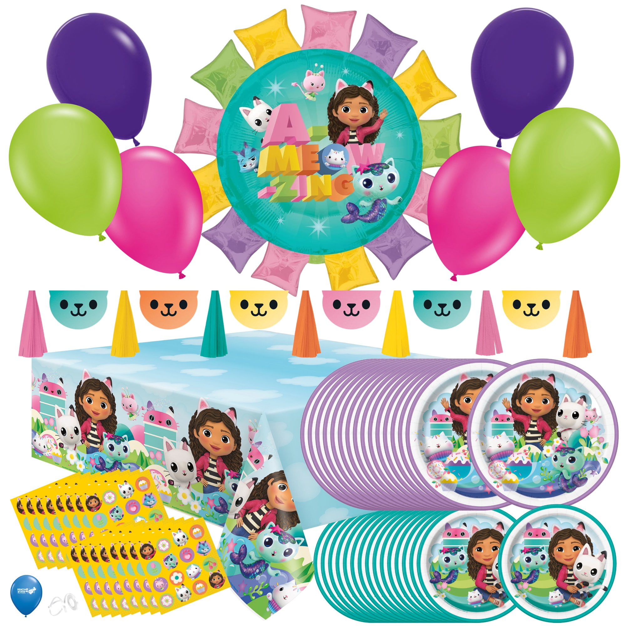 Gabby's Dollhouse Birthday Party Supplies Bundle with Plates, Napkins ...