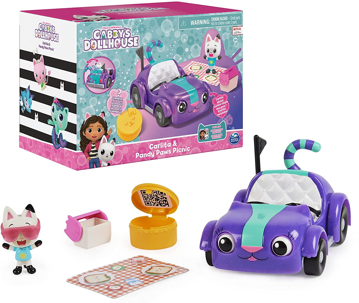 Gabby's Dollhouse Carlita and Pandy Paws Picnic Set, Exclusive Figure, 3 Pieces