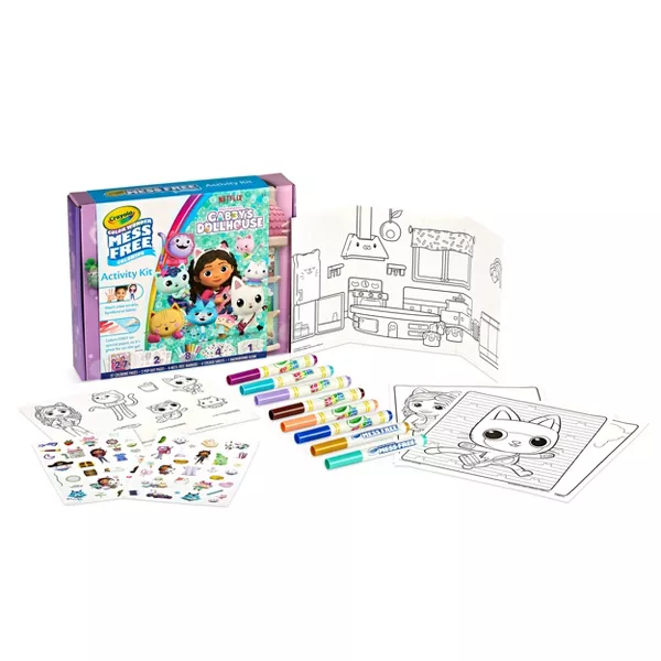 Crayola Color Wonder Gabbys Dollhouse Mess-Free Activity Kit - 27 Coloring Pages, 8 Markers, Stickers & Pop-Outs