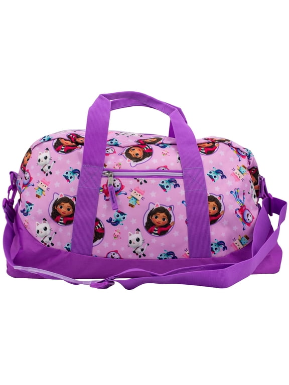 Gabby's Dollhouse Duffle Bag, 16 inch Travel Sleepover Weekender Bag for Girls, Purple Dance Bag