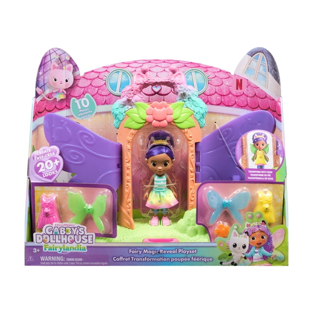 Gabby's Dollhouse Fairylandia, Fairy Magic Reveal Playset with Transforming Feature and Dollhouse Accessories