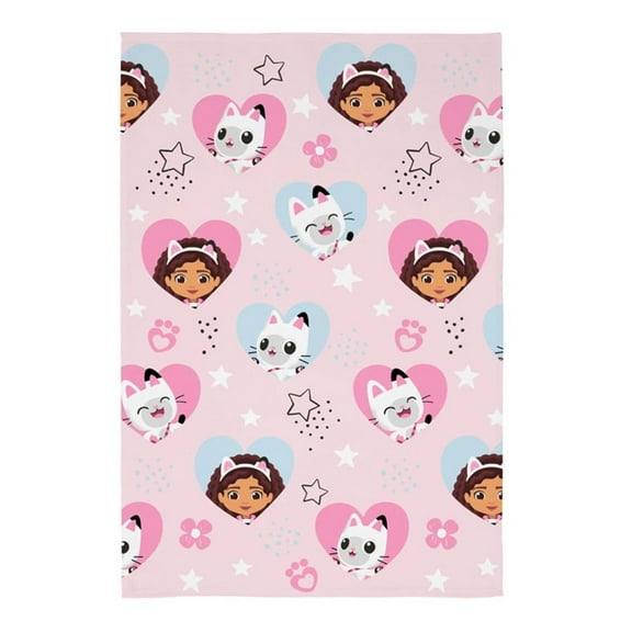 Gabby's Dollhouse Fleece Stars & Hearts Blanket