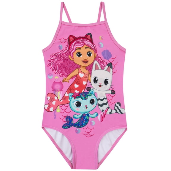Gabby's Dollhouse Girls Swimsuit Skye Pink Sizes 4-10
