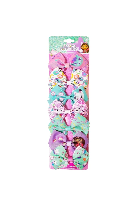 Gabby's Dollhouse Hair Bows - Hair Accessories Gift Set - Princess Hair Bows 7 Pcs 4 Inch Bundle Hair Bows for Girls Different Character on each Hair Clip Kids Bow - Alligator Clip - Ages 3 +